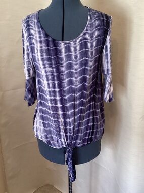 Women’s Purple Tie-Dye Scoop Neck Tie-Front Tunic